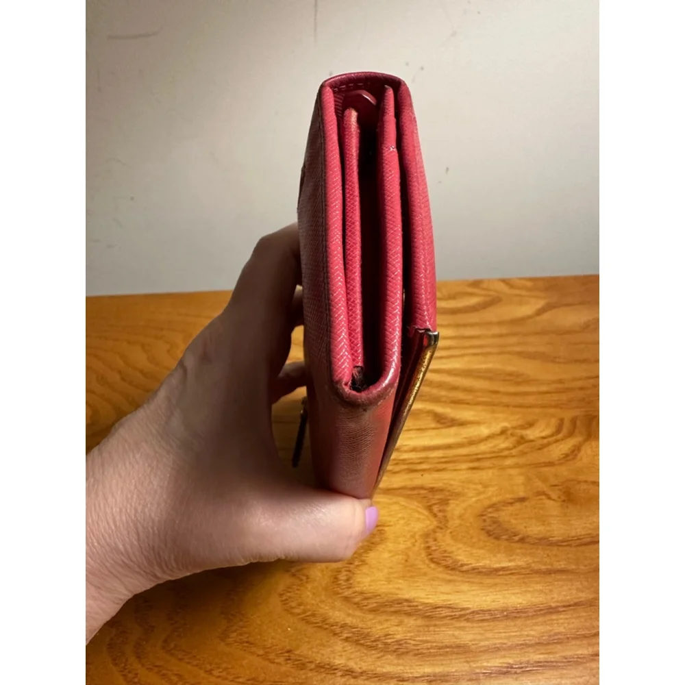 Prada Red Leather Long Flap Wallet